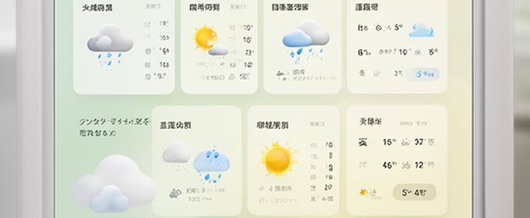新座市みよし台の気象ダッシュボード画面。気温・降水確率・風速が日ごとに表示される